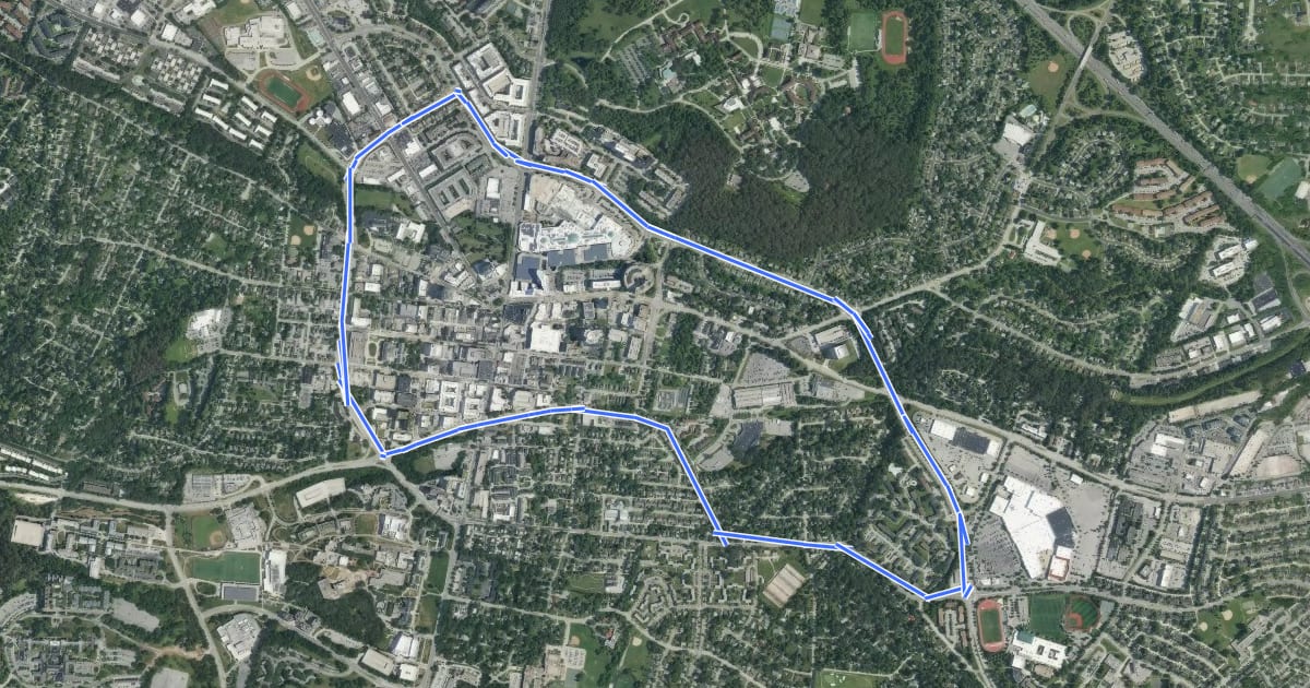Маршрут Towson Loop на спутниковом снимке