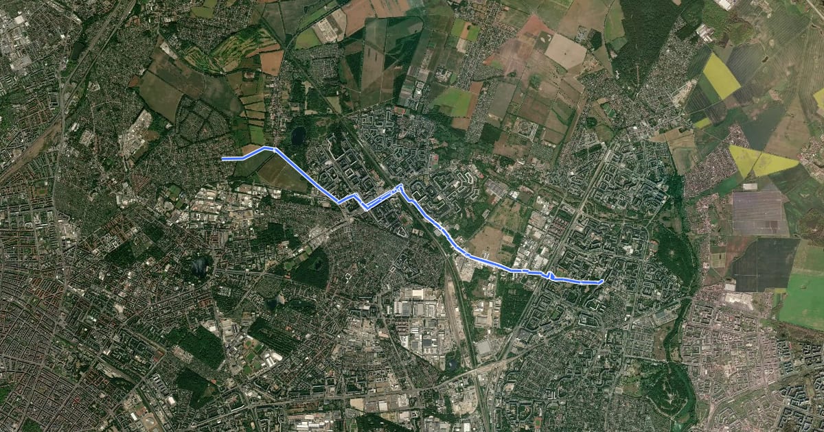 Маршрут TR6 - Marzahn-Tegel на спутниковом снимке
