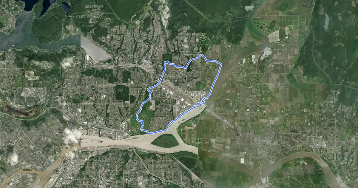 Маршрут Traboulay PoCo Trail на спутниковом снимке
