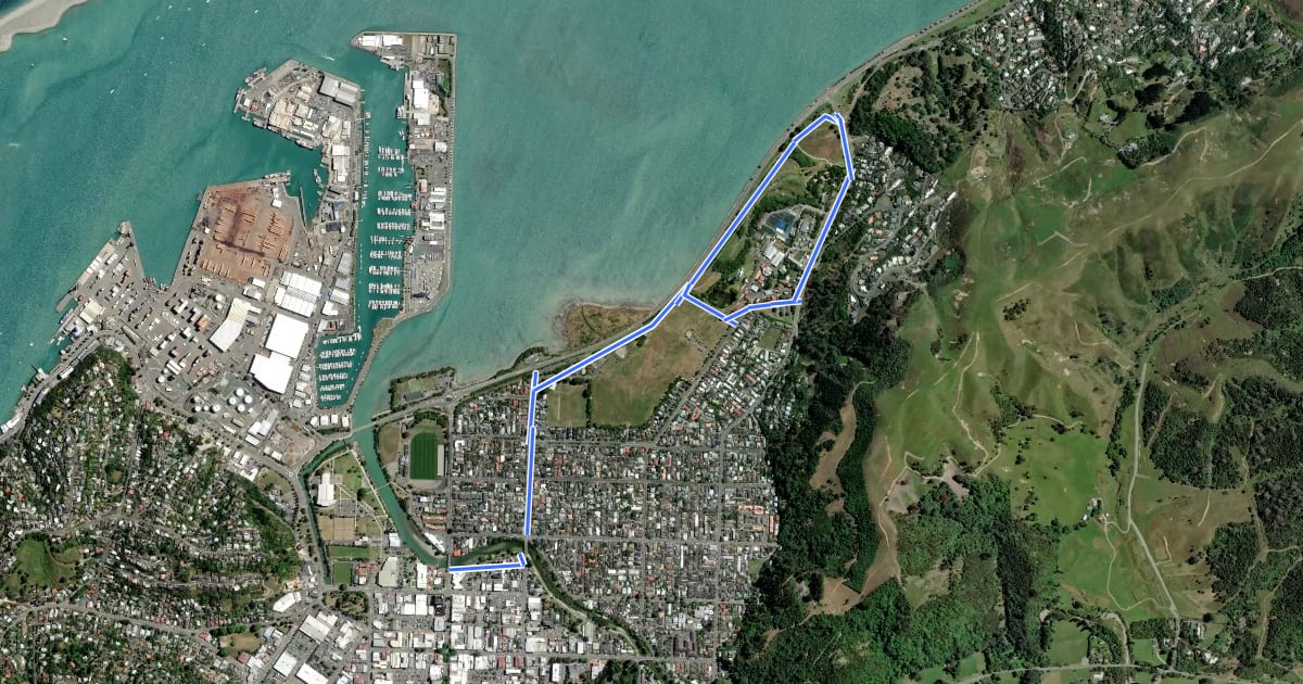 Маршрут Trafalgar Cycleway на спутниковом снимке