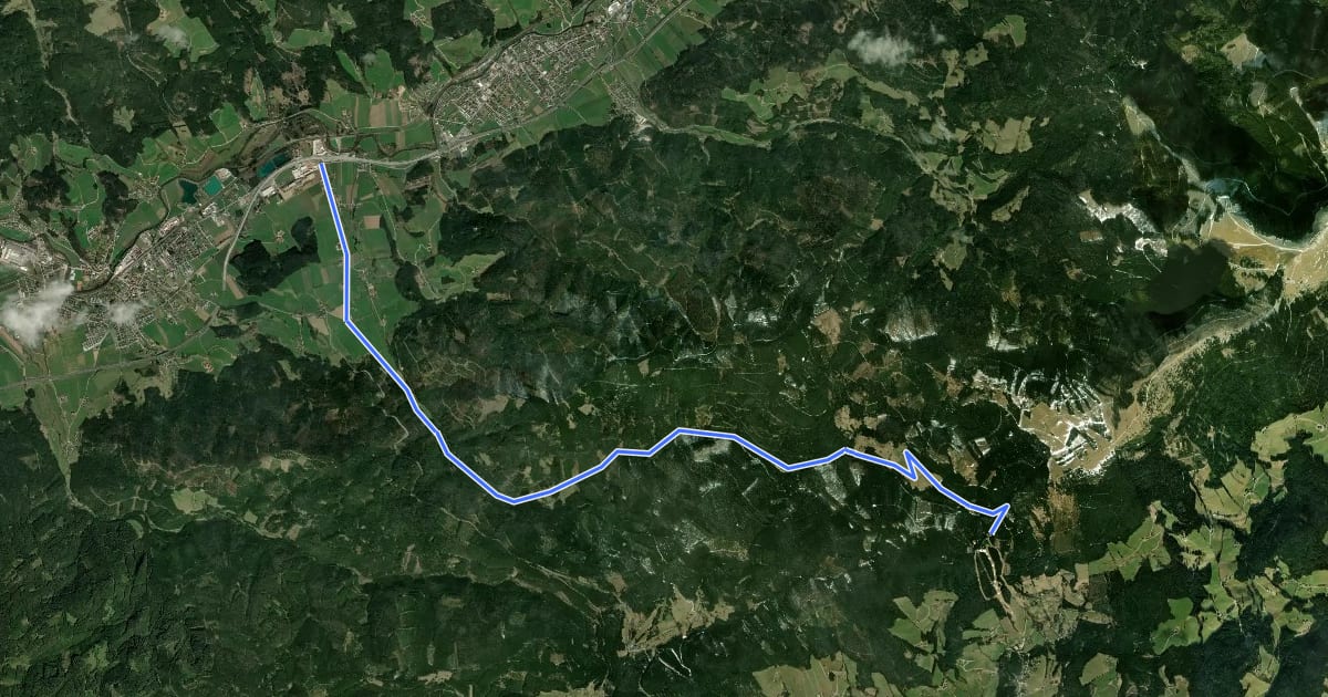 Маршрут Traibach – Hauereck на спутниковом снимке