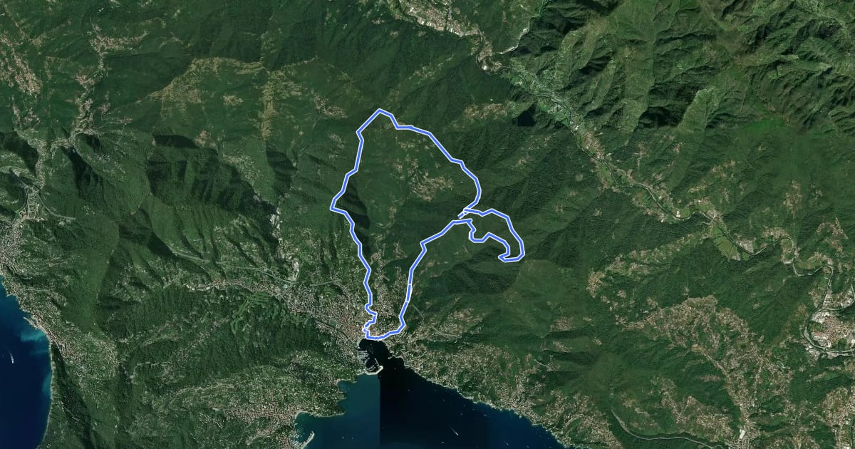 Маршрут Trail di Rapallo на спутниковом снимке
