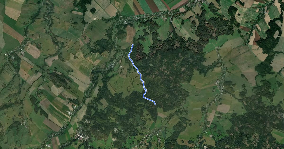 Маршрут Trail Lesů ČR на спутниковом снимке