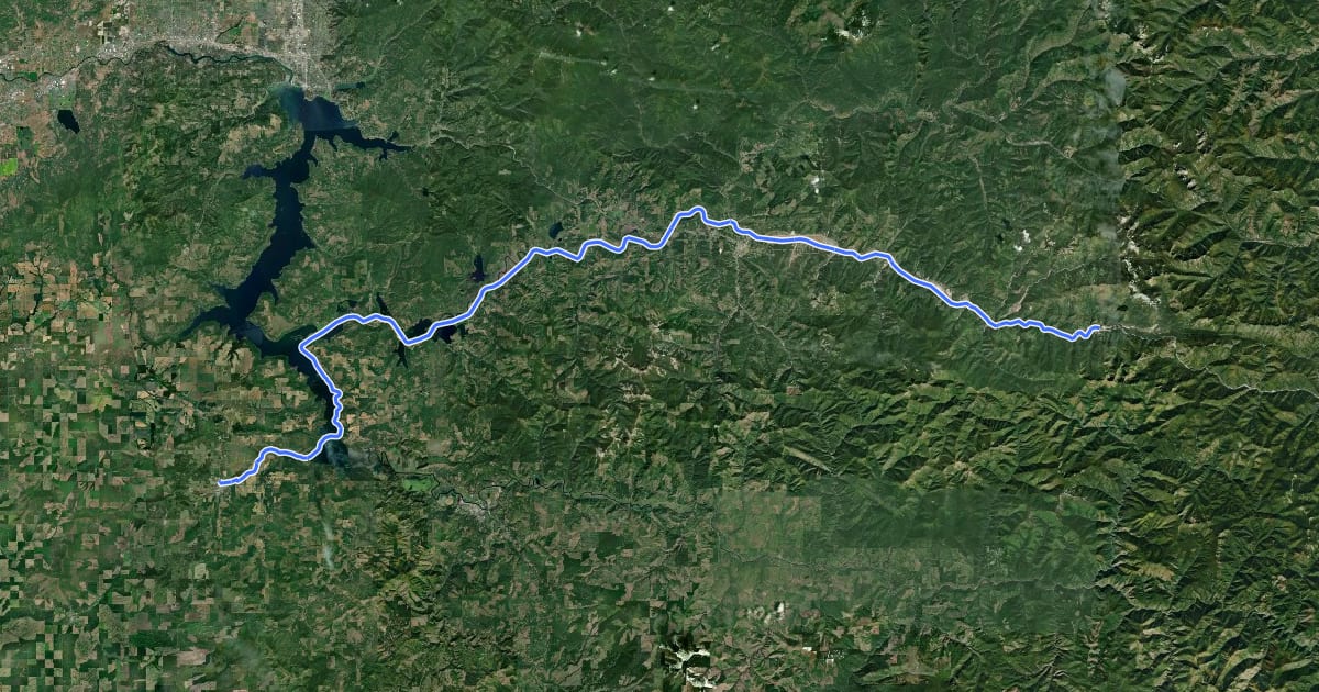 Маршрут Trail of the Coeur D'Alenes на спутниковом снимке