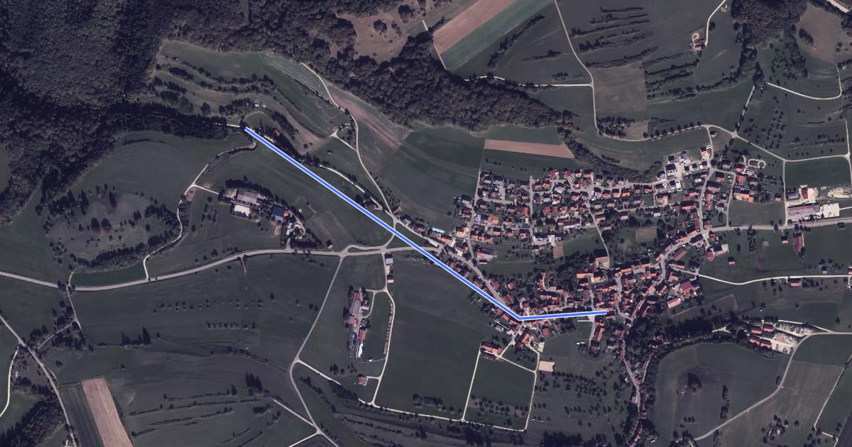 Маршрут Trailfinger Schlucht - Trailfingen на спутниковом снимке