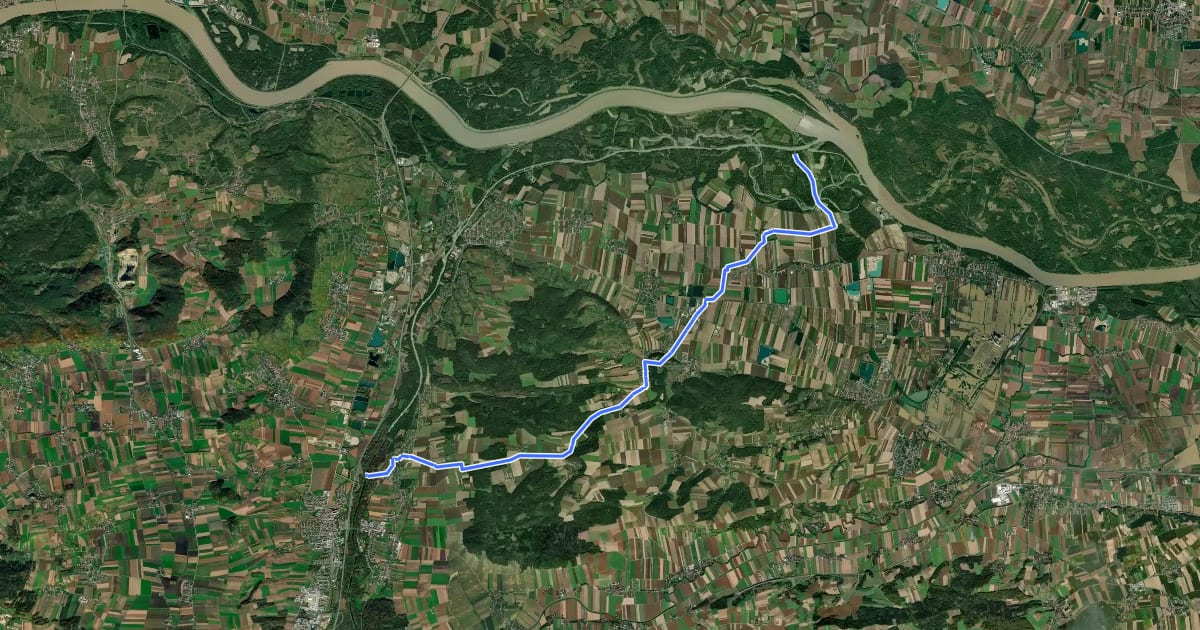 Маршрут Traisental-Donau-Radweg на спутниковом снимке