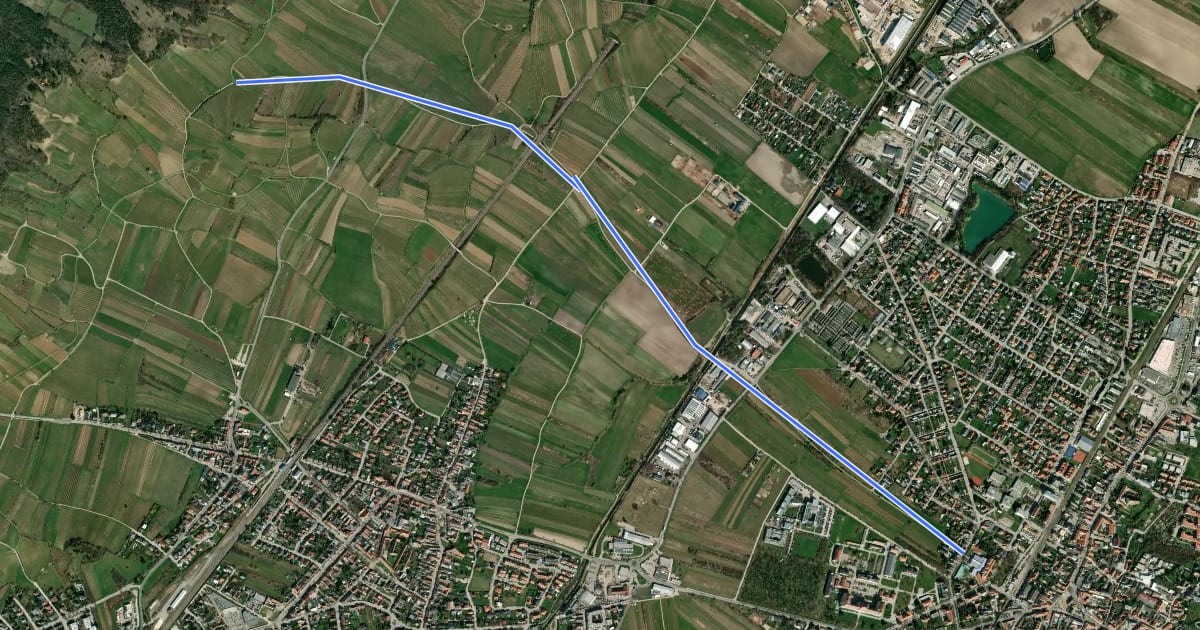 Маршрут Traiskirchen, Südbahnweg II - Wiener Hochquellleitung на спутниковом снимке