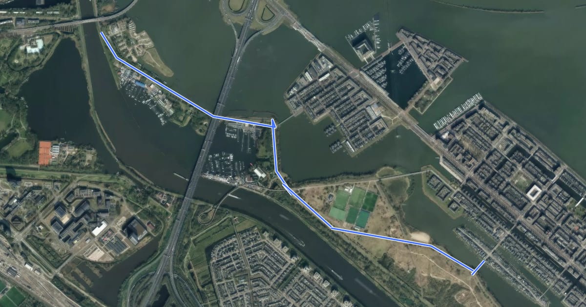 Маршрут Traject 2 - Zeeburg-IJburg на спутниковом снимке
