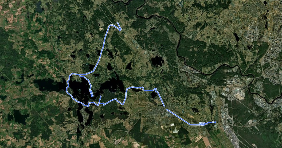 Маршрут Trakų Vokės, Lentvario, Užutrakio parkai ir Trakų pilis per vieną dieną на спутниковом снимке