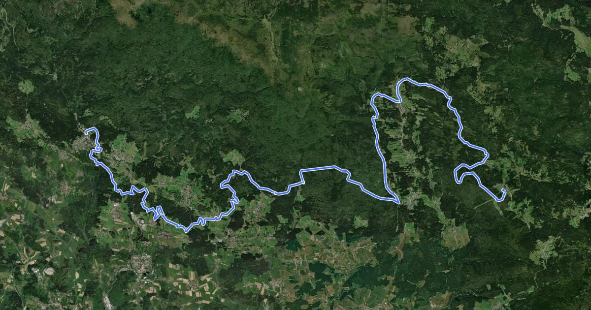 Маршрут Trans Bayerwald Nordroute Etappe 4 на спутниковом снимке