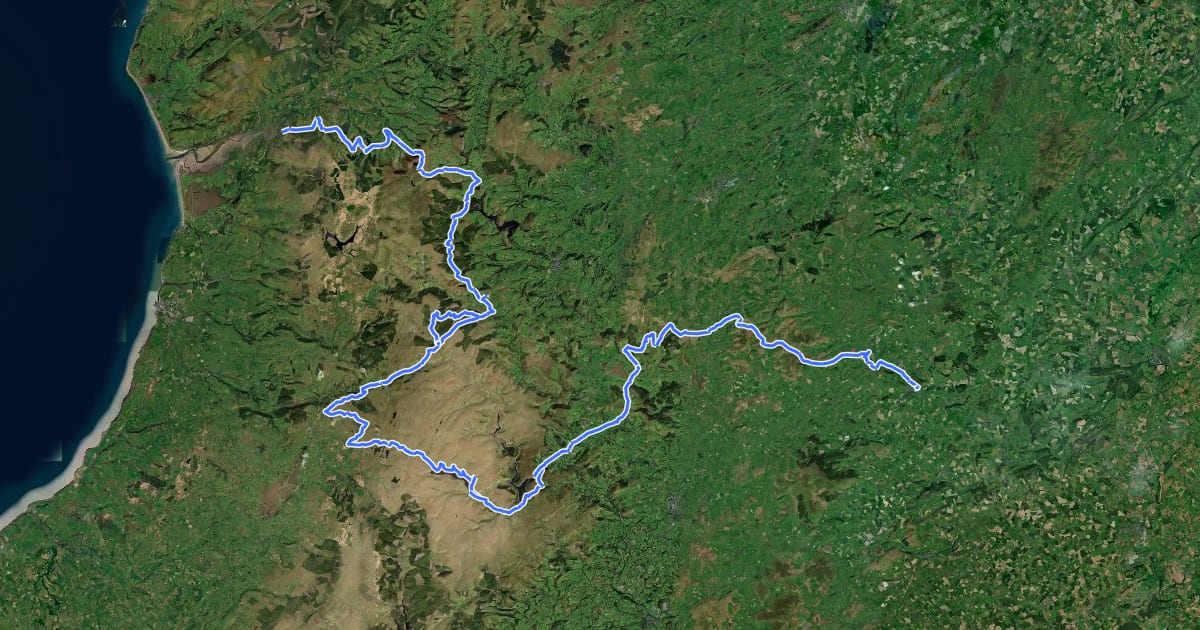 Маршрут Trans Cambrian Way на спутниковом снимке