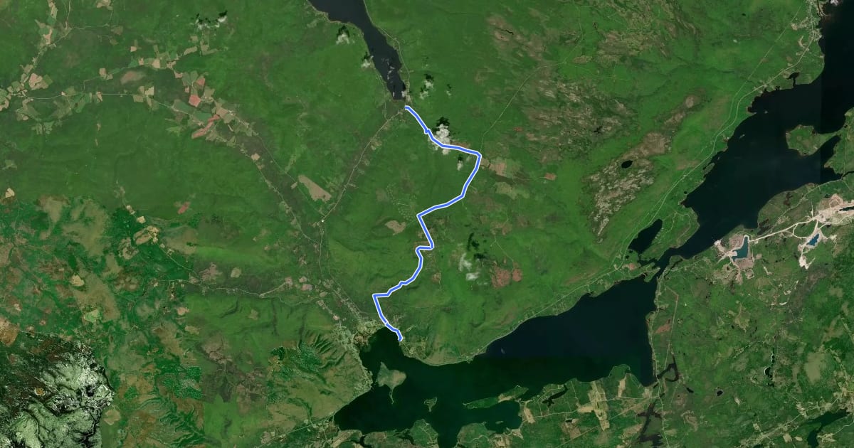 Маршрут Trans-Canada Trail на спутниковом снимке