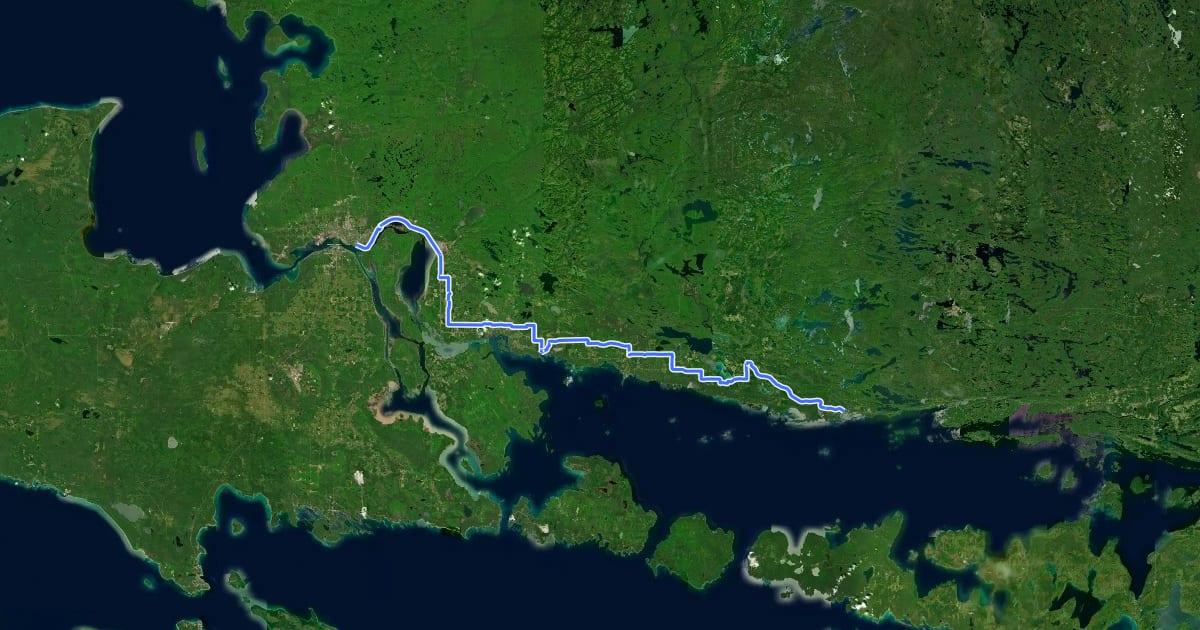 Маршрут Trans Canada Trail (Blind River to Sault Ste. Marie) на спутниковом снимке