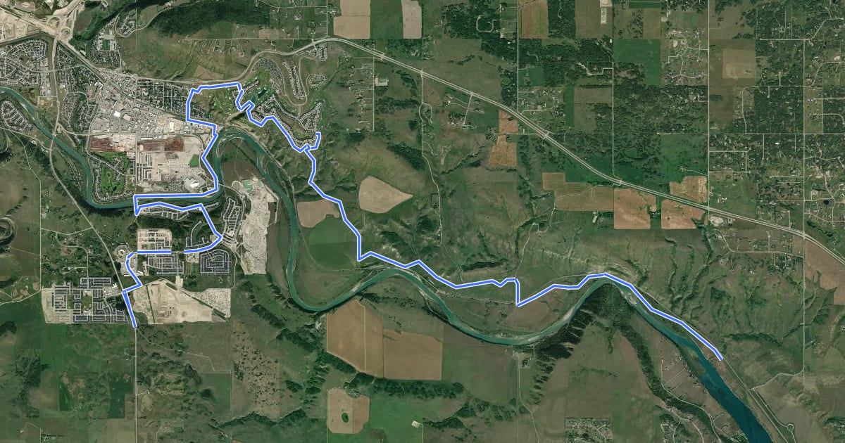 Маршрут Trans Canada Trail - Cochrane на спутниковом снимке
