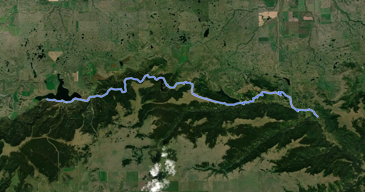 Маршрут Trans Canada Trail (Cypress Hills Park: Alberta) на спутниковом снимке
