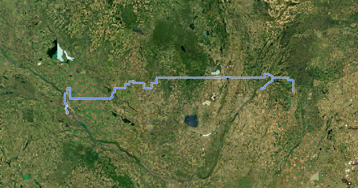 Маршрут Trans Canada Trail (Duck Lake to North Battleford) на спутниковом снимке