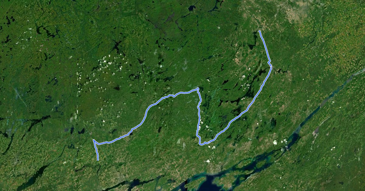 Маршрут Trans Canada Trail (Eastern Ontario) cycling route на спутниковом снимке