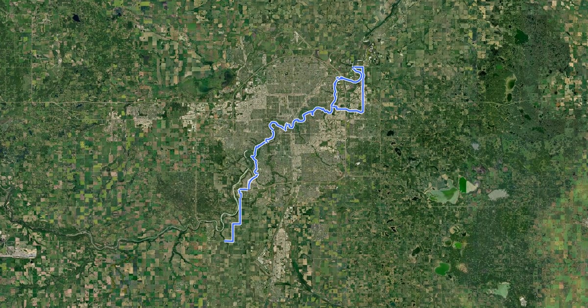 Маршрут Trans Canada Trail (Edmonton) на спутниковом снимке