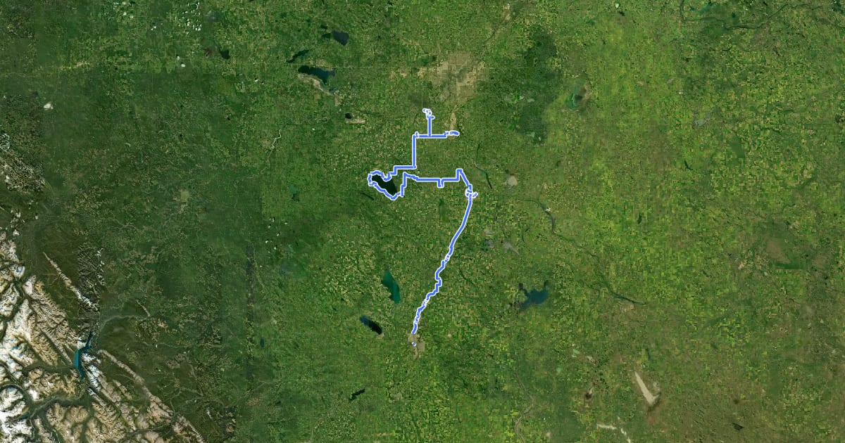 Маршрут Trans Canada Trail (Edmonton to Red Deer) на спутниковом снимке