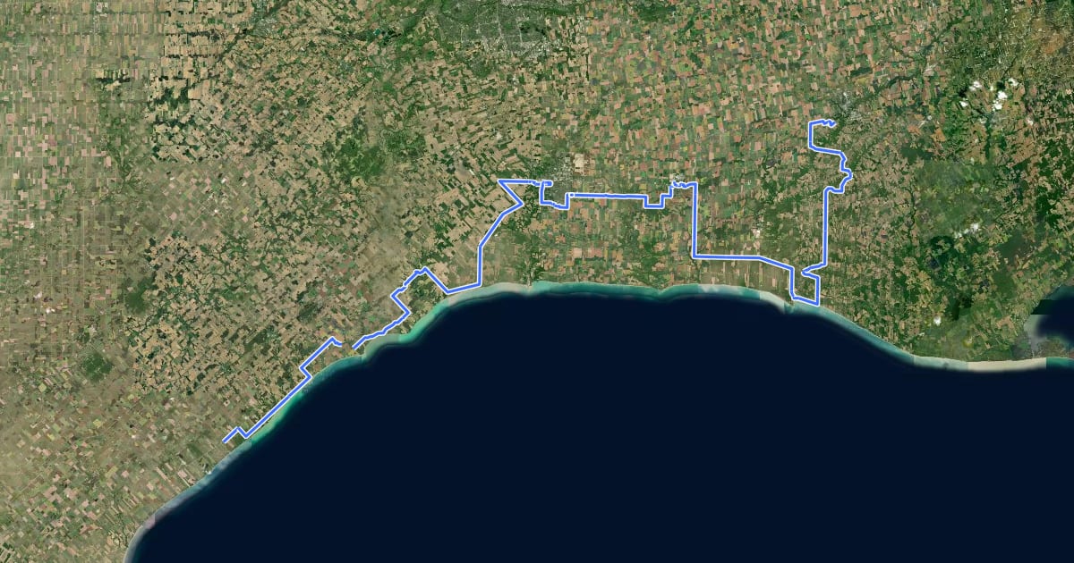 Маршрут Trans Canada Trail (Elgin County) на спутниковом снимке