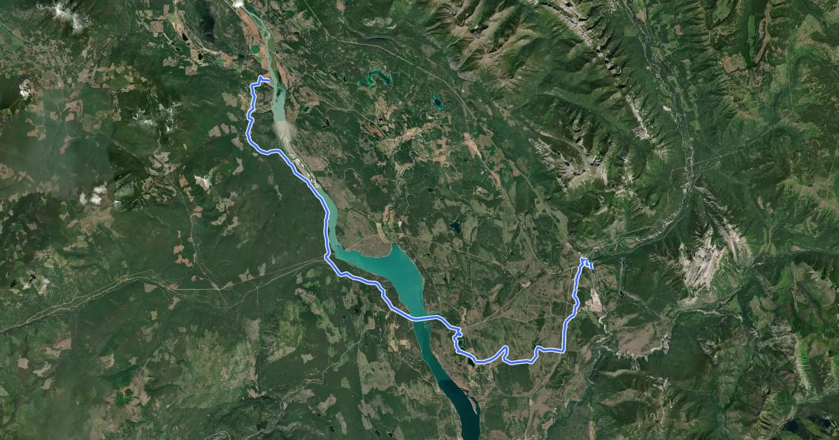 Маршрут Trans Canada Trail (Elko to Wardner) на спутниковом снимке