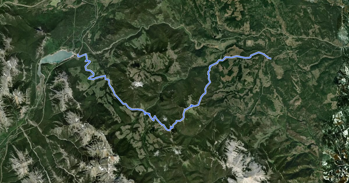 Маршрут Trans Canada Trail (Kananaskis Country Trail) на спутниковом снимке