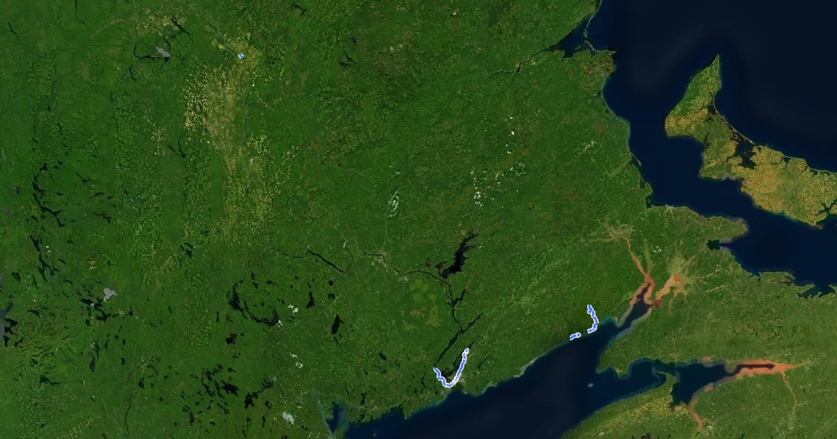 Маршрут Trans Canada Trail (NB) на спутниковом снимке