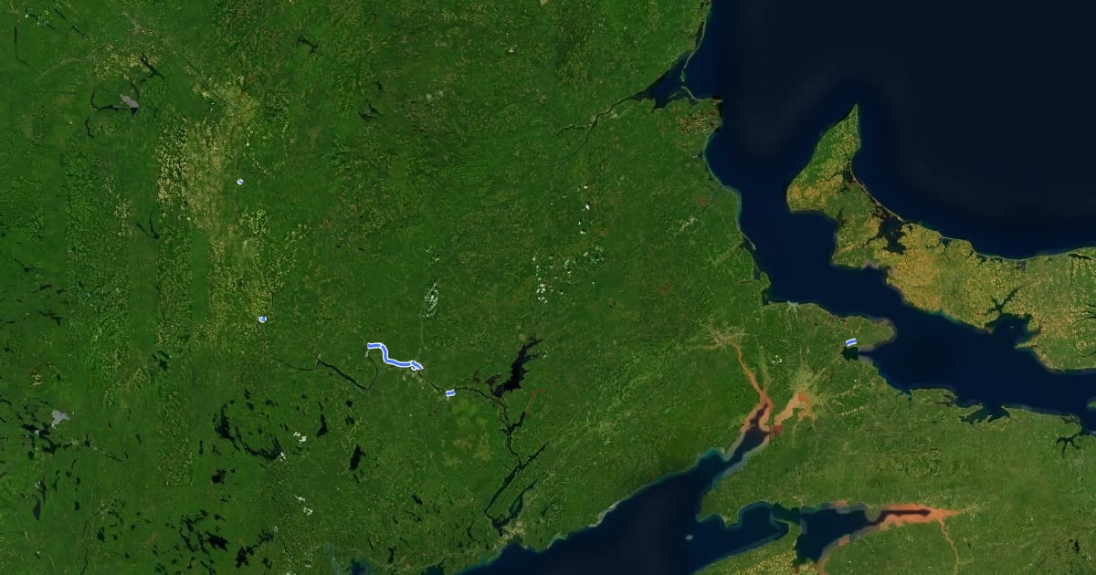 Маршрут Trans-Canada Trail (New Brunswick) на спутниковом снимке