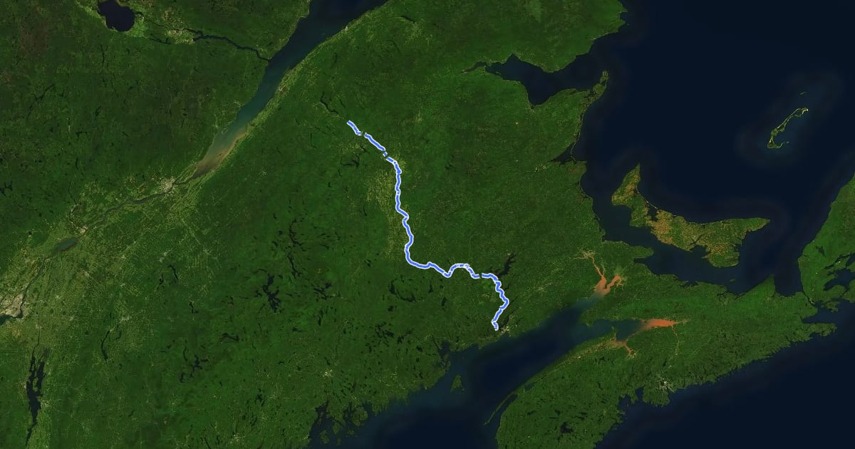 Маршрут Trans-Canada Trail (New Brunswick - Edmundston to Saint John) на спутниковом снимке