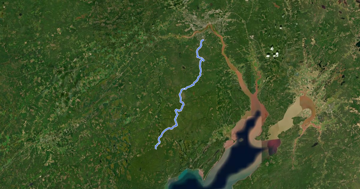 Маршрут Trans Canada Trail (New Brunswick- Fundy Park-Moncton) на спутниковом снимке