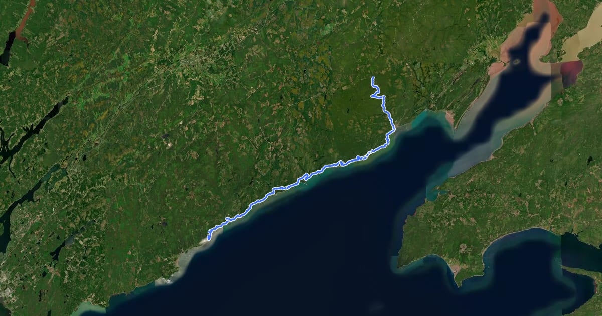 Маршрут Trans Canada Trail (New Brunswick - Fundy Trail) на спутниковом снимке