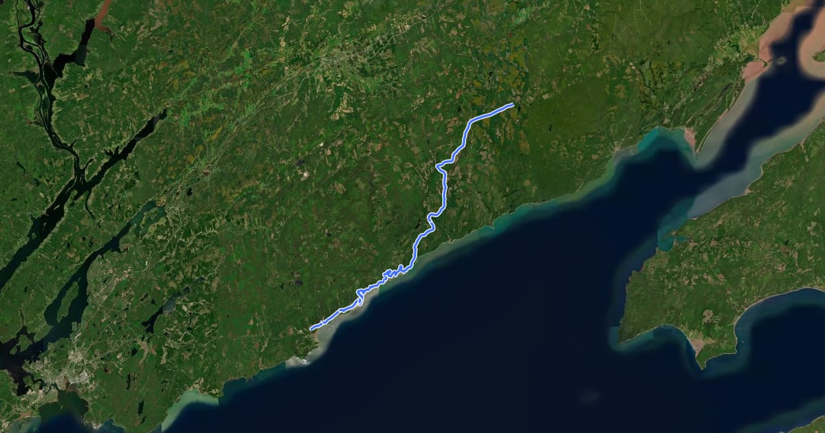 Маршрут Trans Canada Trail (New Brunswick- St. Martins to Fundy Trail) на спутниковом снимке