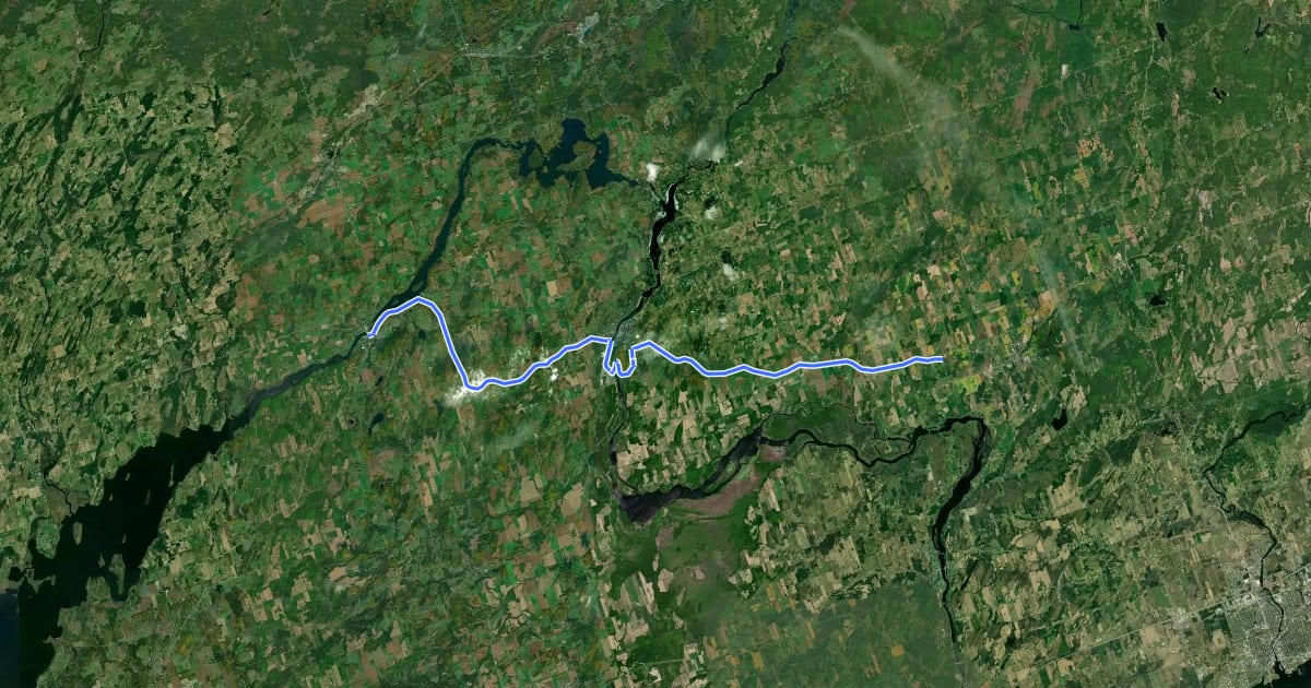 Маршрут Trans Canada Trail (Northumberland) cycling route на спутниковом снимке