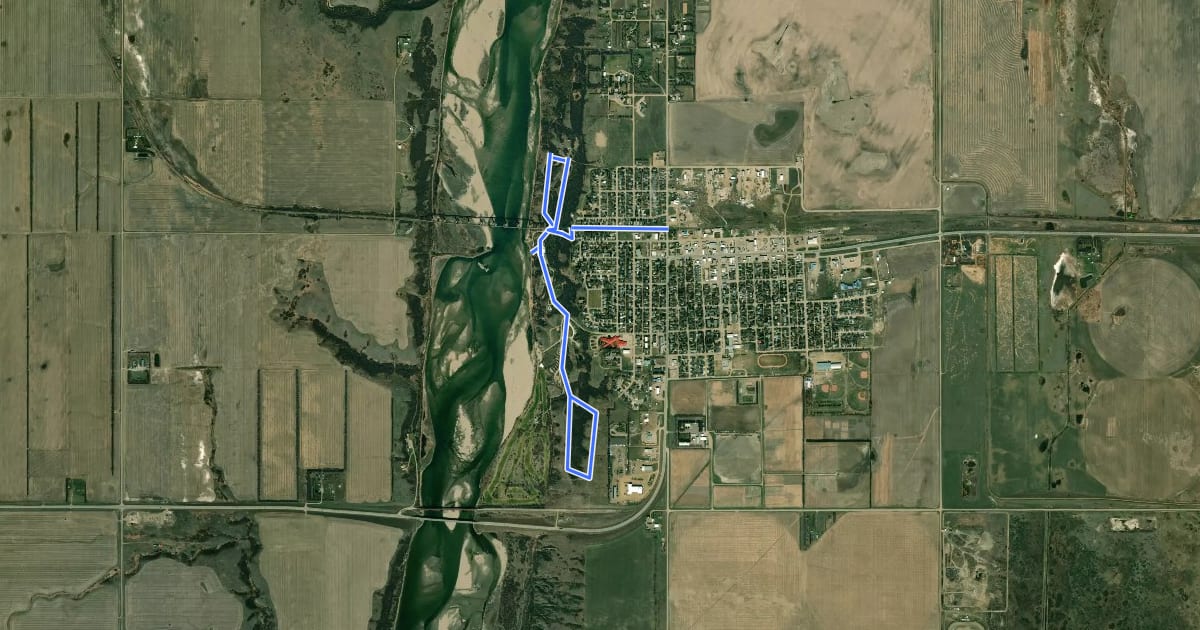 Маршрут Trans Canada Trail (Outlook) на спутниковом снимке