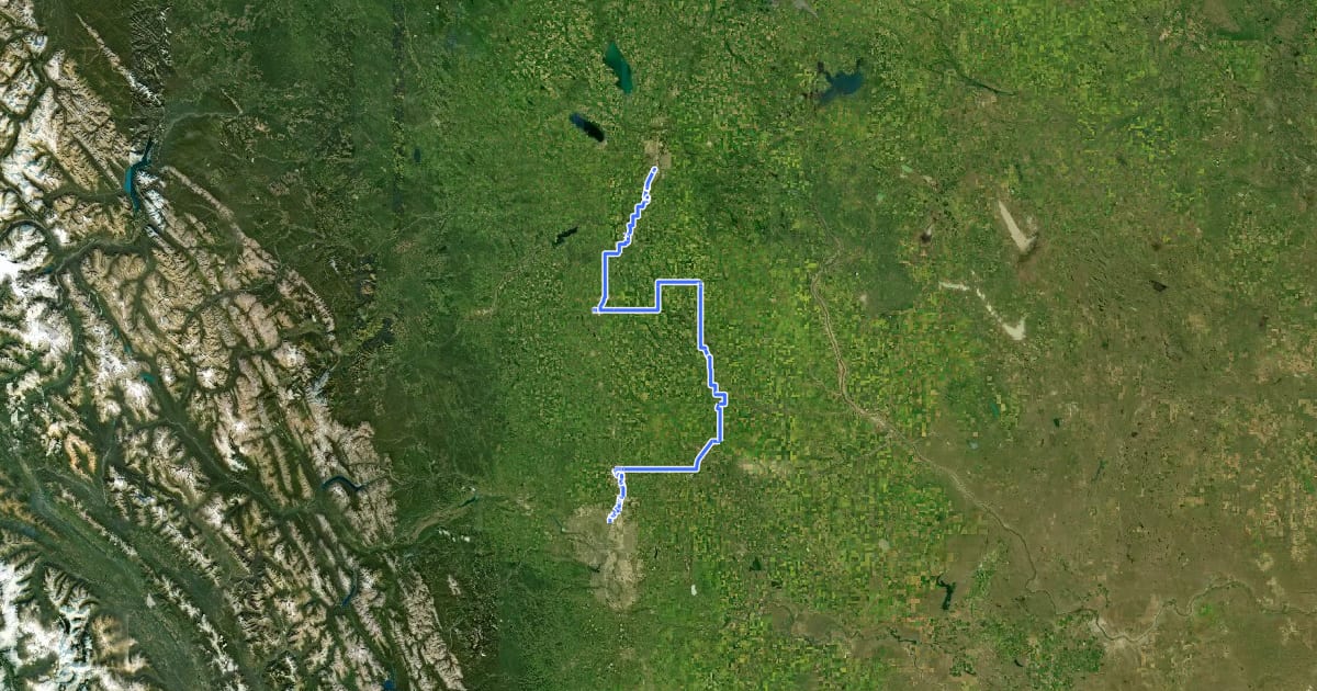 Маршрут Trans Canada Trail (Red Deer to Calgary) на спутниковом снимке