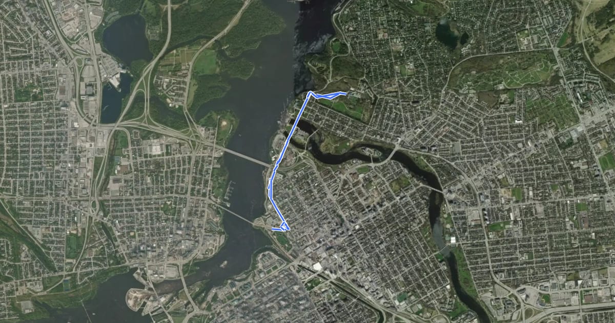 Маршрут Trans Canada Trail (Sussex Drive) на спутниковом снимке