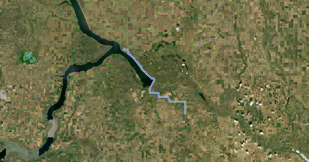 Маршрут Trans Canada Trail (Tugaske to Elbow) на спутниковом снимке
