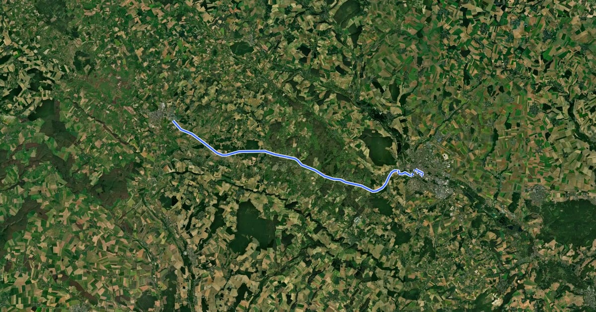 Маршрут Trans'Oise 1 (Ferrières-en-Bray - Beauvais) на спутниковом снимке