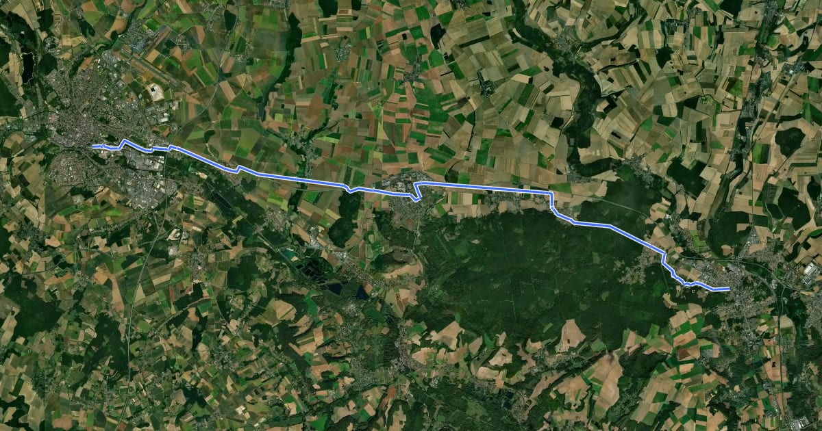 Маршрут Trans'Oise 2 (Beauvais - Clermont) на спутниковом снимке