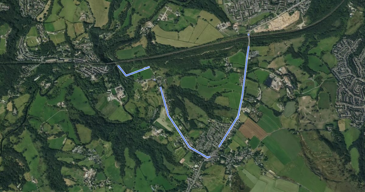 Маршрут Trans-Pennine Trail (Charlesworth alternative route) на спутниковом снимке