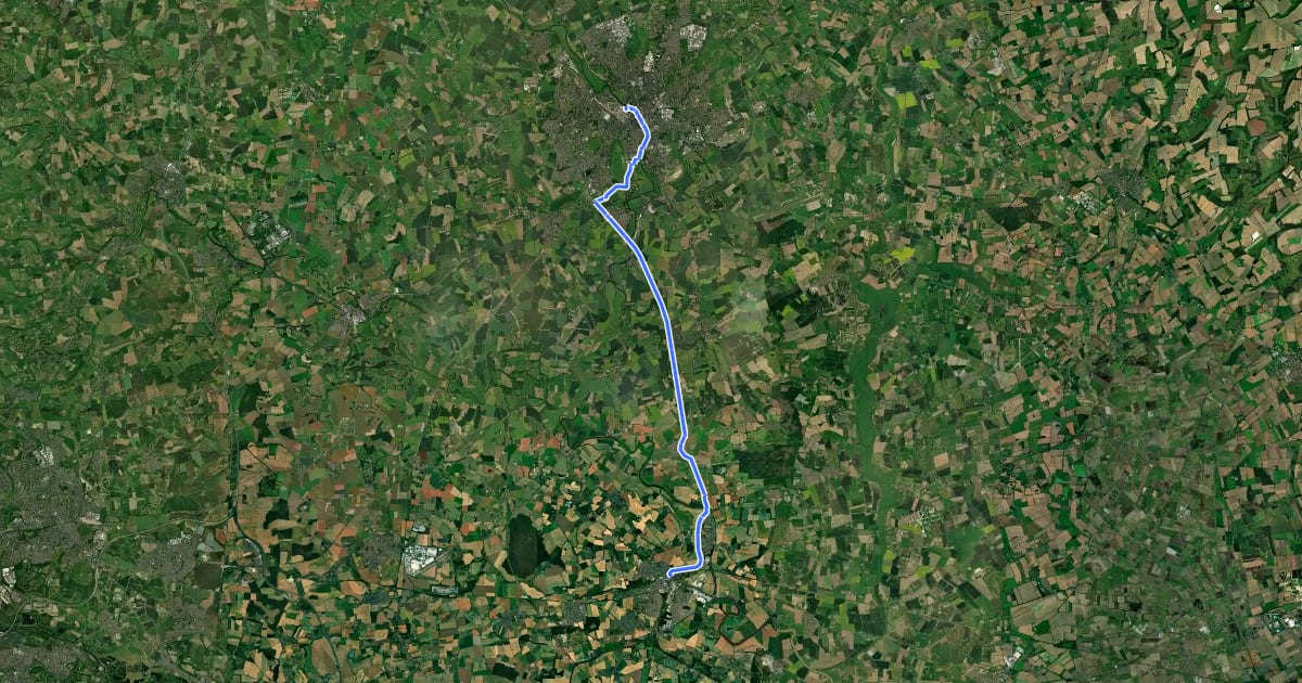 Маршрут Trans-Pennine Trail (Selby to York) на спутниковом снимке