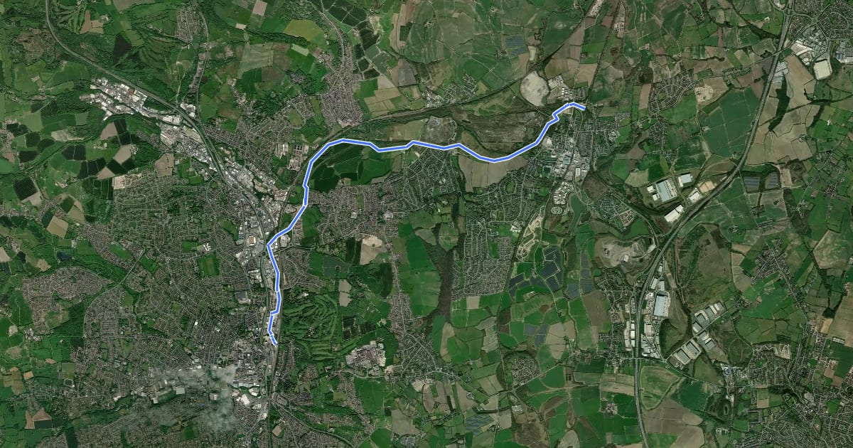 Маршрут Trans-Pennine Trail (Staveley to Chesterfield spur) на спутниковом снимке