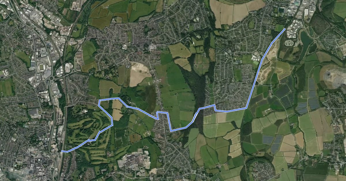 Маршрут Trans-Pennine Trail (Staveley to Chesterfield spur - alternative route) на спутниковом снимке