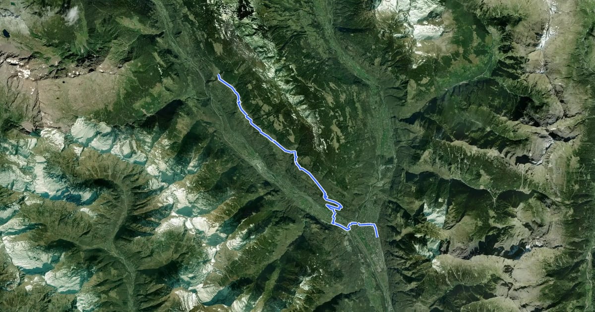 Маршрут Trans Swiss Trail на спутниковом снимке