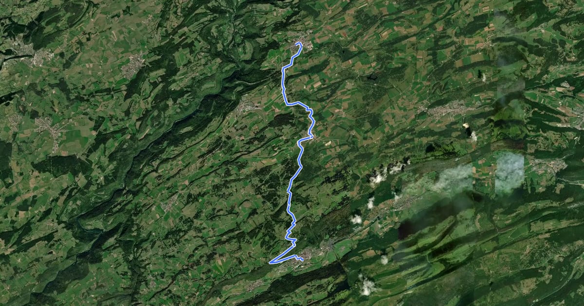 Маршрут Trans Swiss Trail на спутниковом снимке