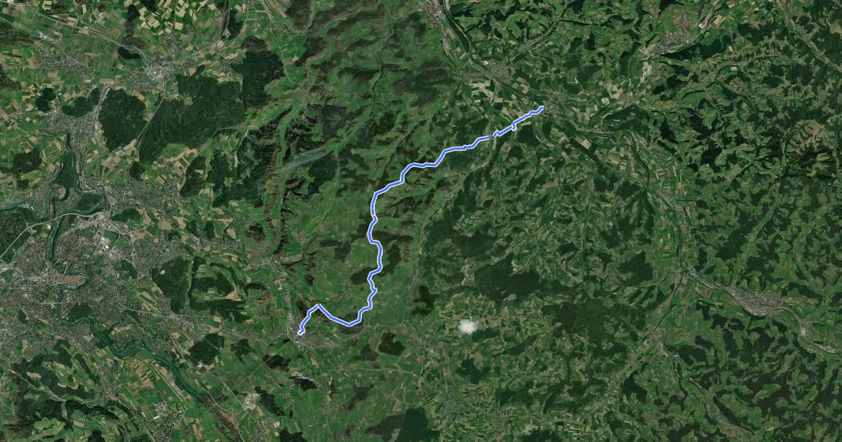 Маршрут Trans Swiss Trail на спутниковом снимке