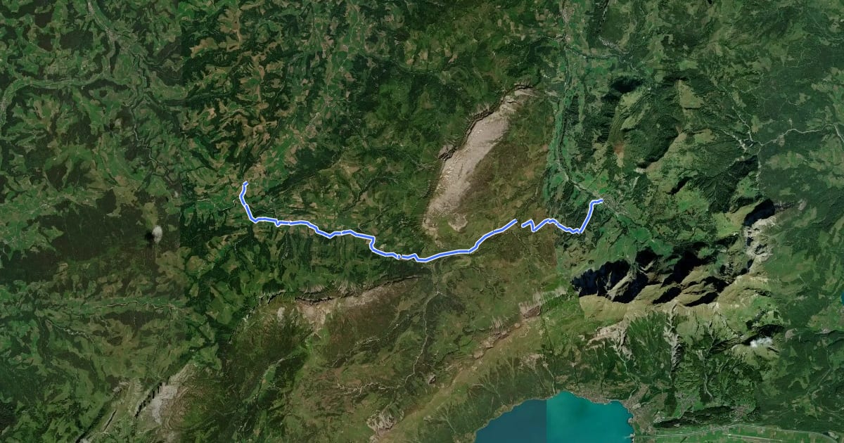 Маршрут Trans Swiss Trail на спутниковом снимке
