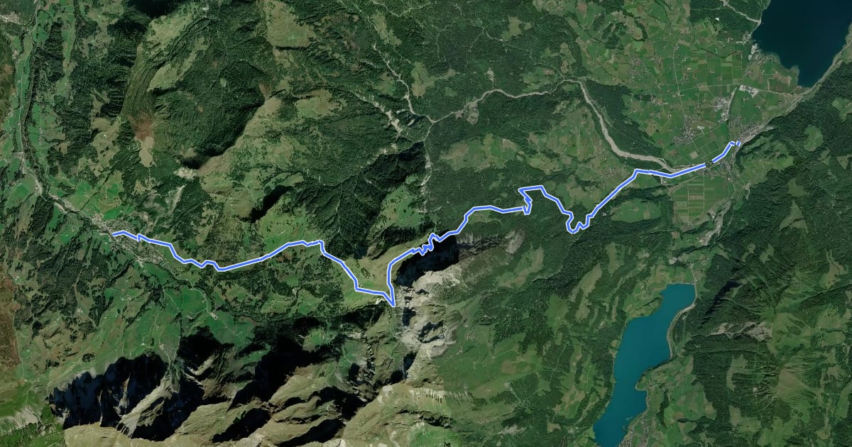 Маршрут Trans Swiss Trail на спутниковом снимке