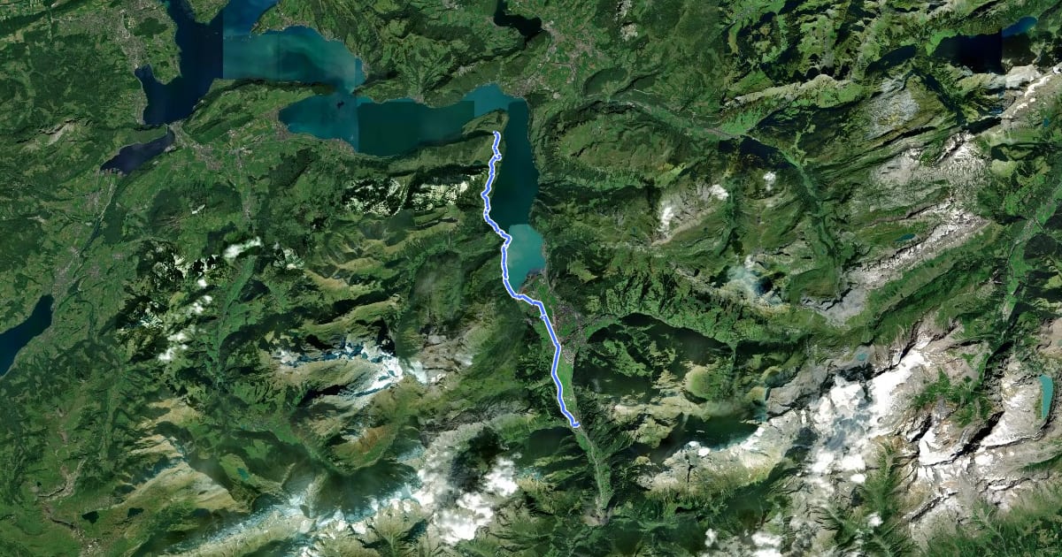 Маршрут Trans Swiss Trail на спутниковом снимке