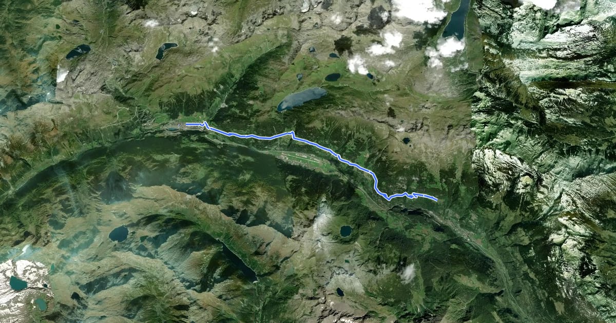 Маршрут Trans Swiss Trail на спутниковом снимке